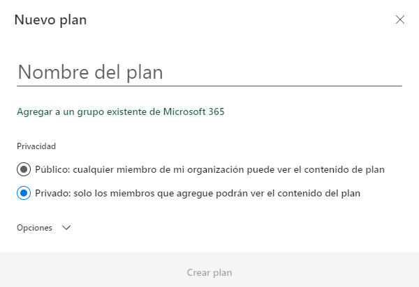 Captura de pantalla de Nuevo plan